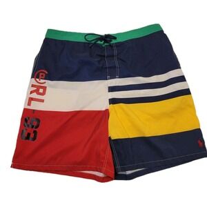 Polo Ralph Lauren CP RL-93 Swim Trunks 2XL Colorblock Pony Navy Red 93